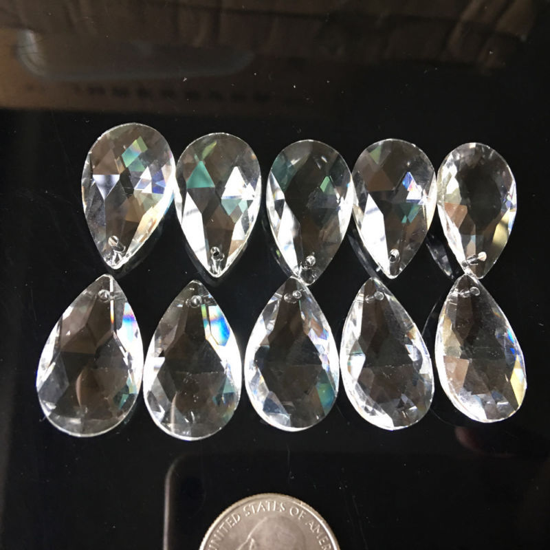 10Pcs 28mm Clear Glass Crystal Prism Tear Drop DIY Pendant Chandelier Jewelry