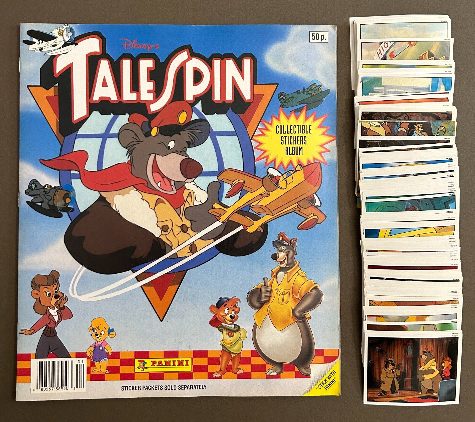 1991 Panini Tale Spin Empty Album + Complete Set 180 Stickers