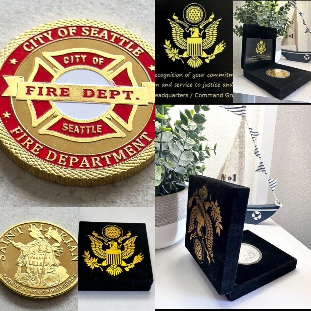 City Of SEATTLE Fire Dept. Challenge Coin Come With Special Velvet Case