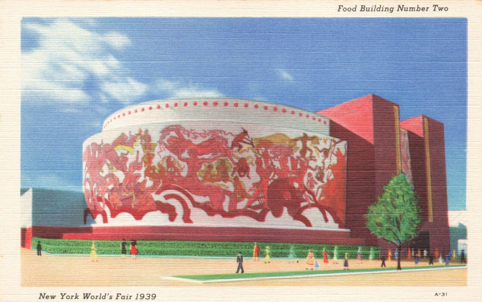 Postcard 1939 New York World\'s Fair Food Building Number Two Dome Ephemera