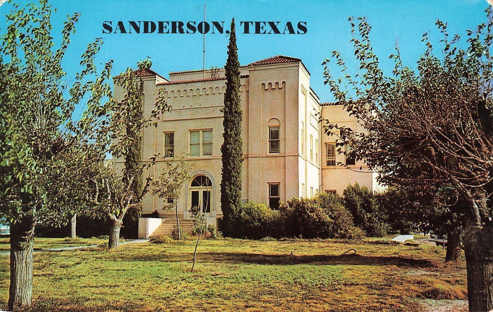 Vintage Postcard Terrell County Court House Sanderson Texas color photo