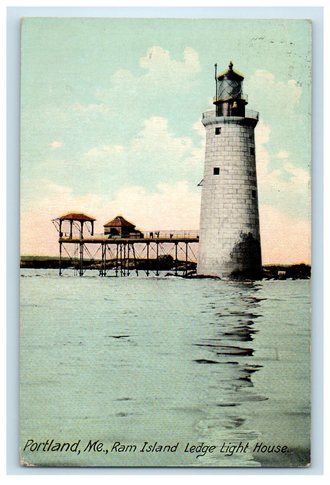 1911 Ram Island Ledge Light House, Portland ME Yarmouth ME Posted Postcard