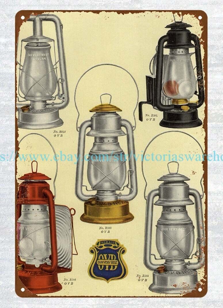1919 Tubular Lantern Hibbard Spencer Bartlett OVB Tools metal tin sign deco bar