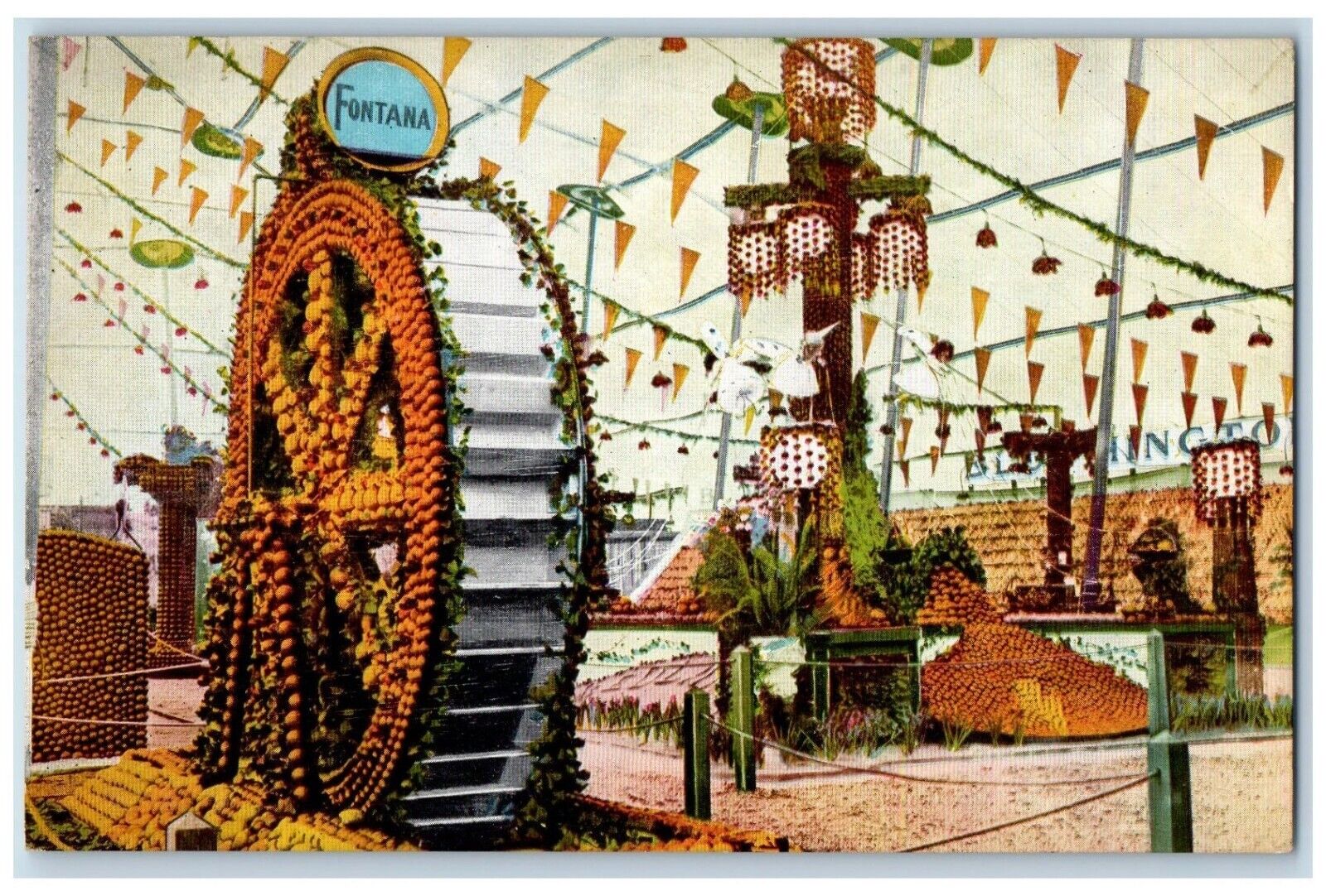 c1910 Waterwheel Fontana National Orange Show San Bernardino California Postcard