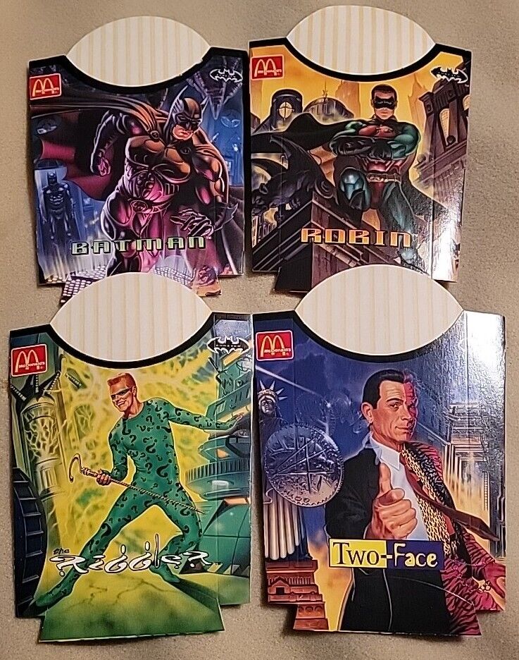 4 Batman Forever McDonald\'s UNUSED French Fry Boxes Robin Riddler Two-Face 1995