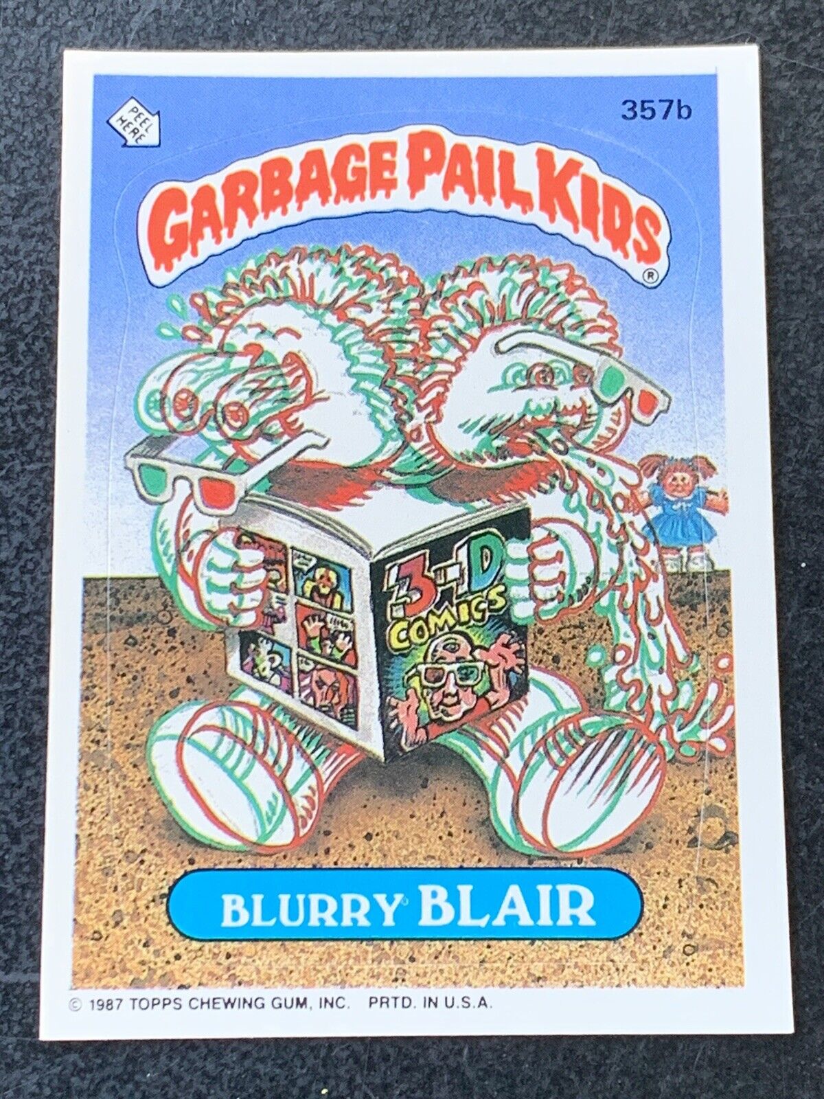 1987 TOPPS GARBAGE PAIL KIDS OS9 #357b BLURRY BLAIR BLANK BACK ERROR ULTRA RARE