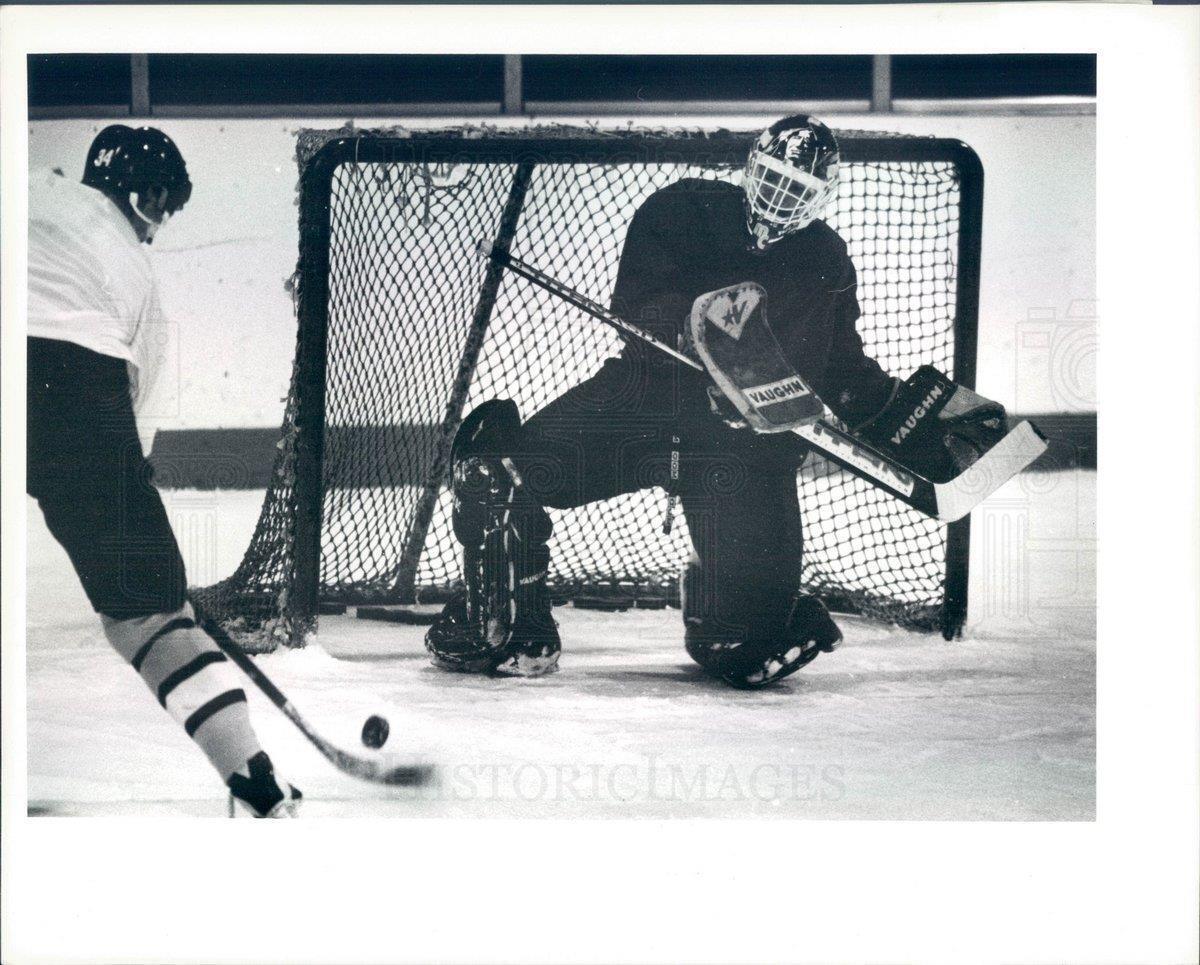 1994 Press Photo Merrimack College Warriors Hockey Michael Szymanski - snb7513