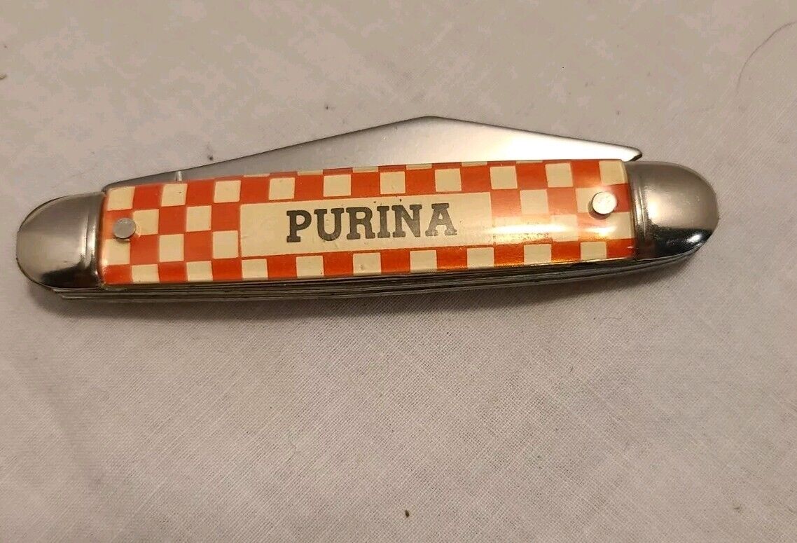 Vintage Kutmaster Stockman Purina Feed Dog Food Advertising 2 Blade Pocket Knife
