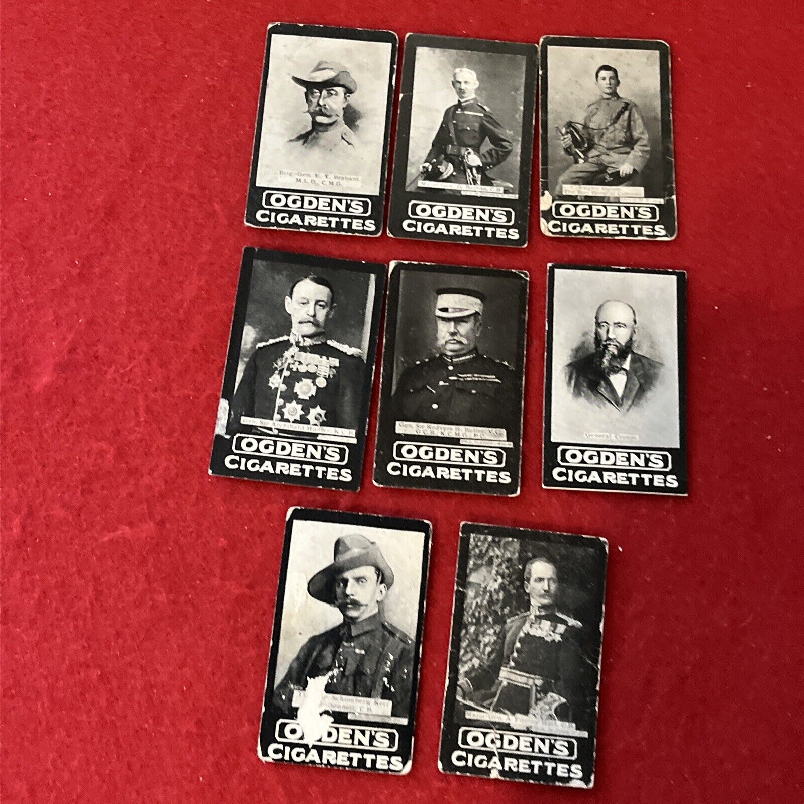 1901 1902 Ogden’s Tabs Military LEADING GENERALS Tobacco Card Lot (8)  F-G Cond.