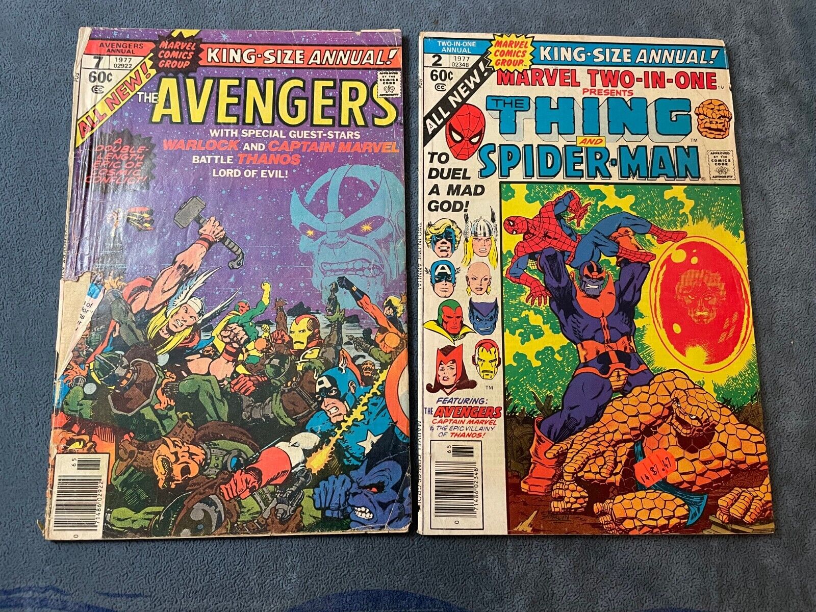 Avengers Annual #7 Marvel Two In One Annual #2 King Size Key Thanos Low Grade