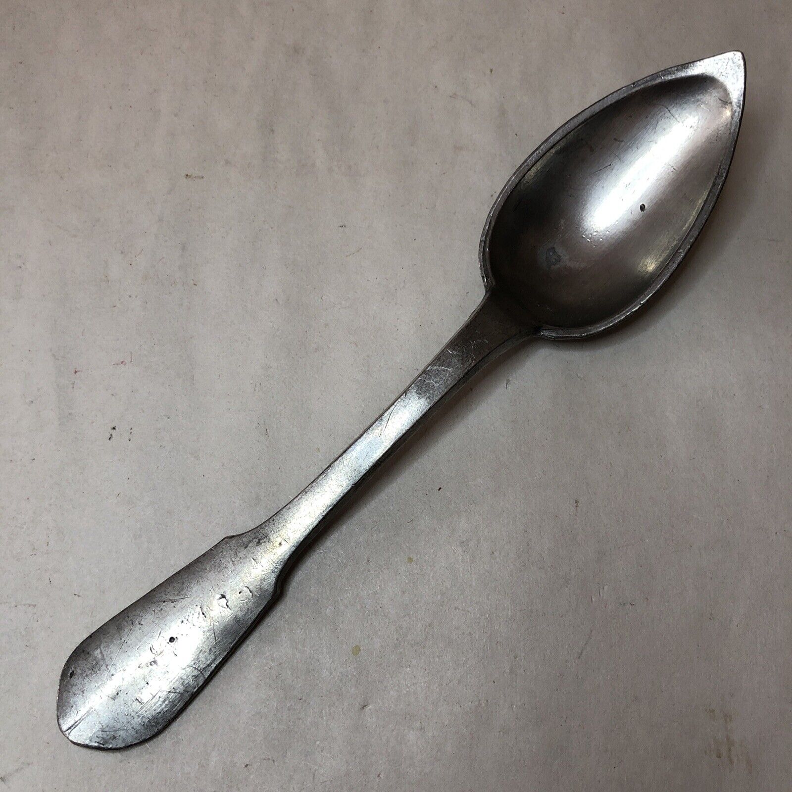 Large Rare Antique 18th Century Solid Pewter Signed LR. Spoon 1700\'s 8.5”