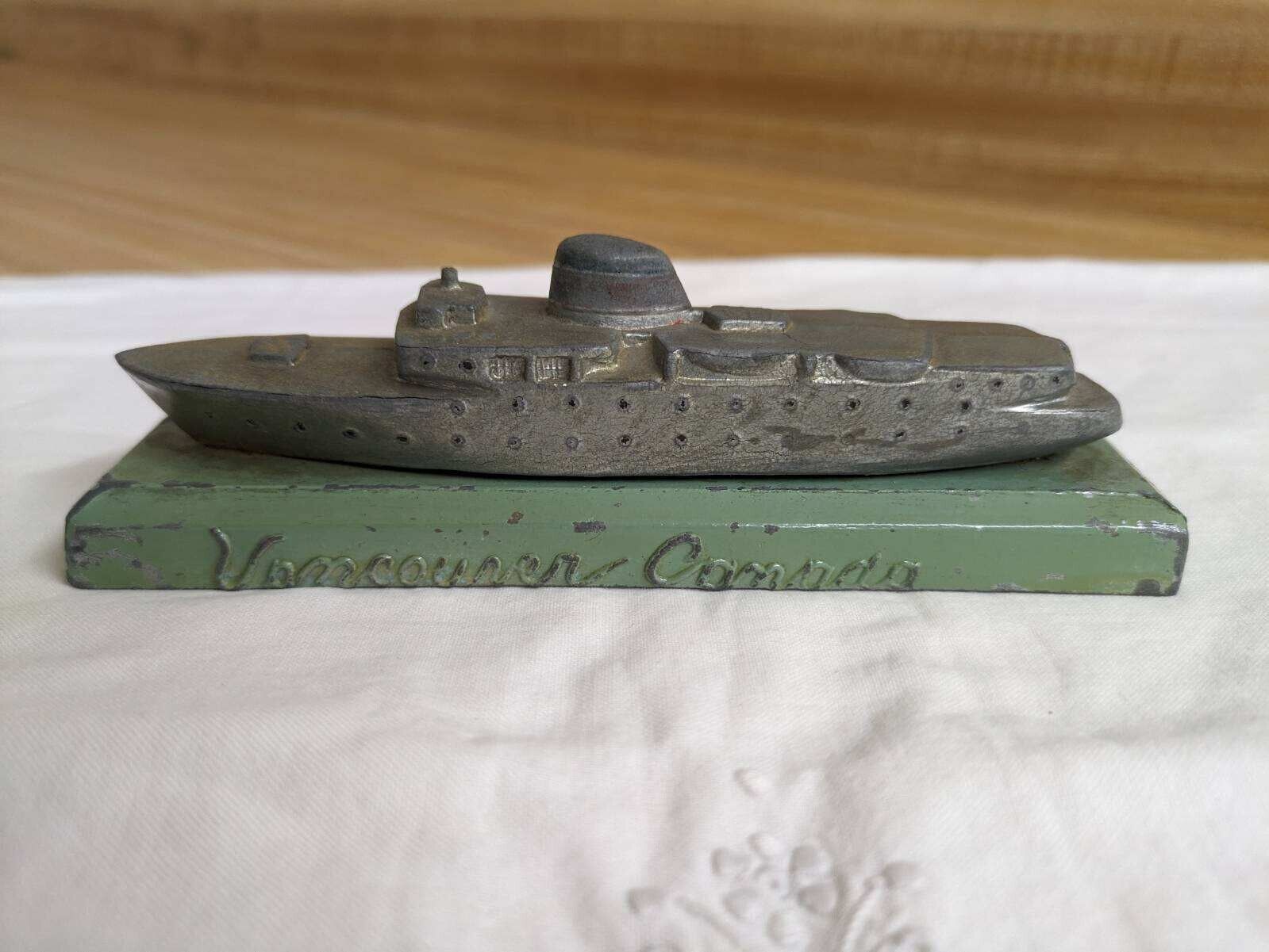 Vtg. painted metal Union Steamships Ltd. Vancouver, Ca. paperweight.