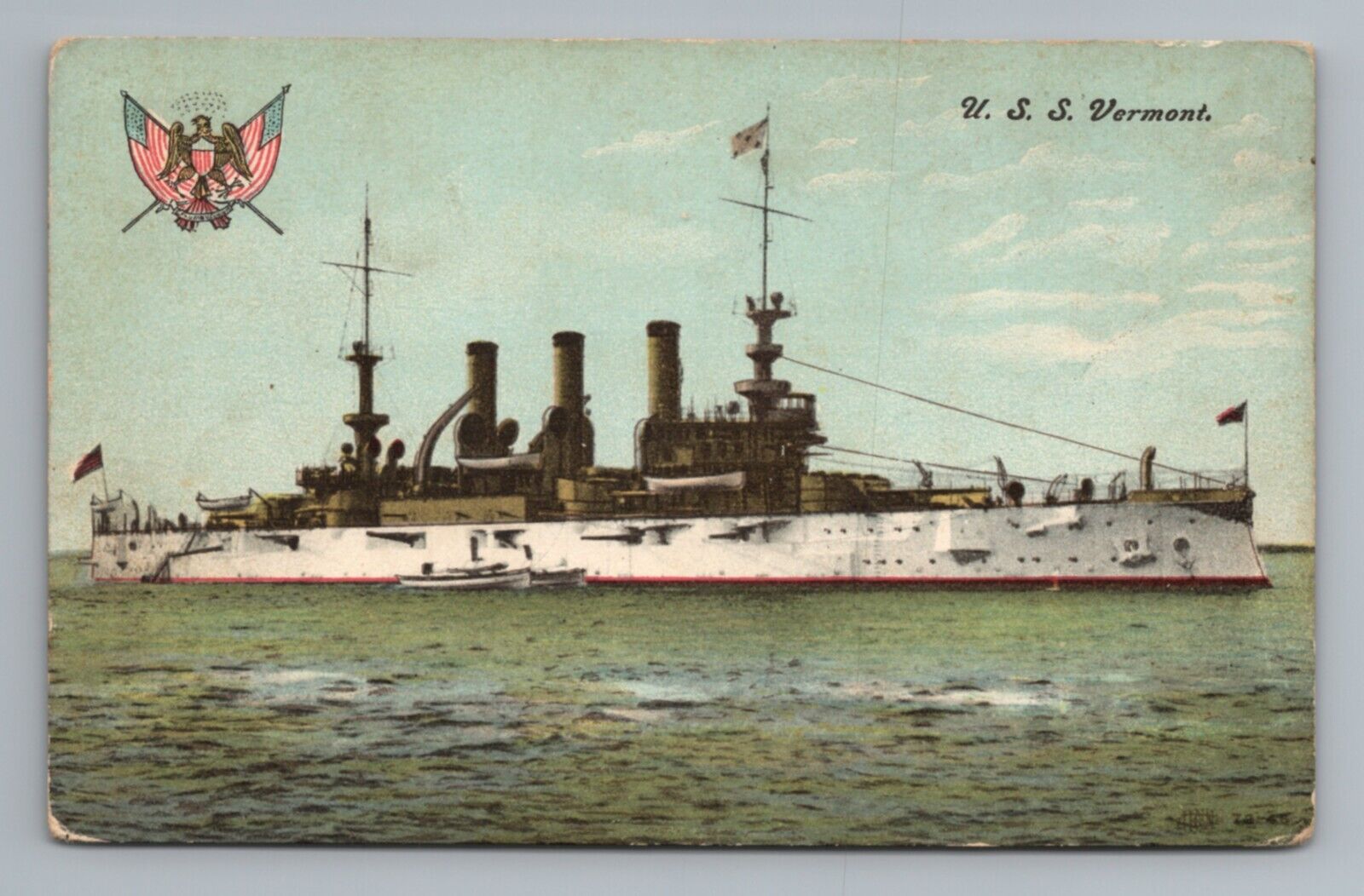 USS Vermont Navy U.S.S. Steamship Ship Postcard