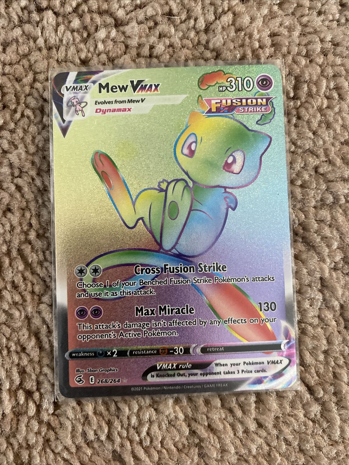 Rainbow Art Mew Vmax Fusion Strike Card 268/264