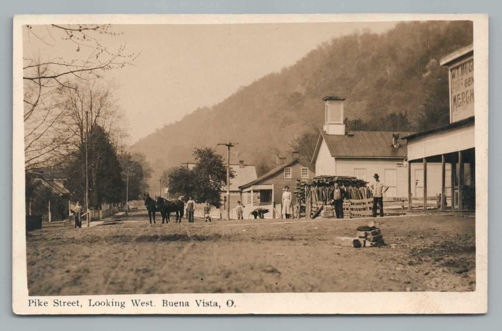Pike Street BUENA VISTA Ohio RPPC Antique Photo—Fayette County—Leesburg 1910s