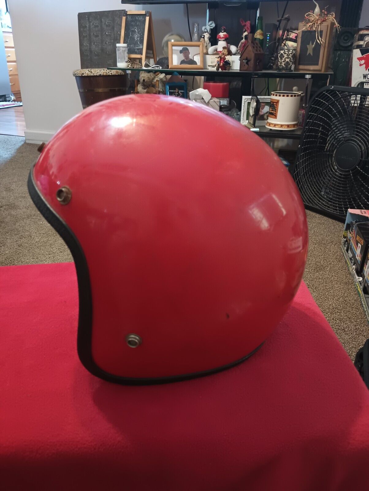 Vintage 1960s Open Face Motorcycle Helmet Red Original Barn Find 🔥 Uncleaned 