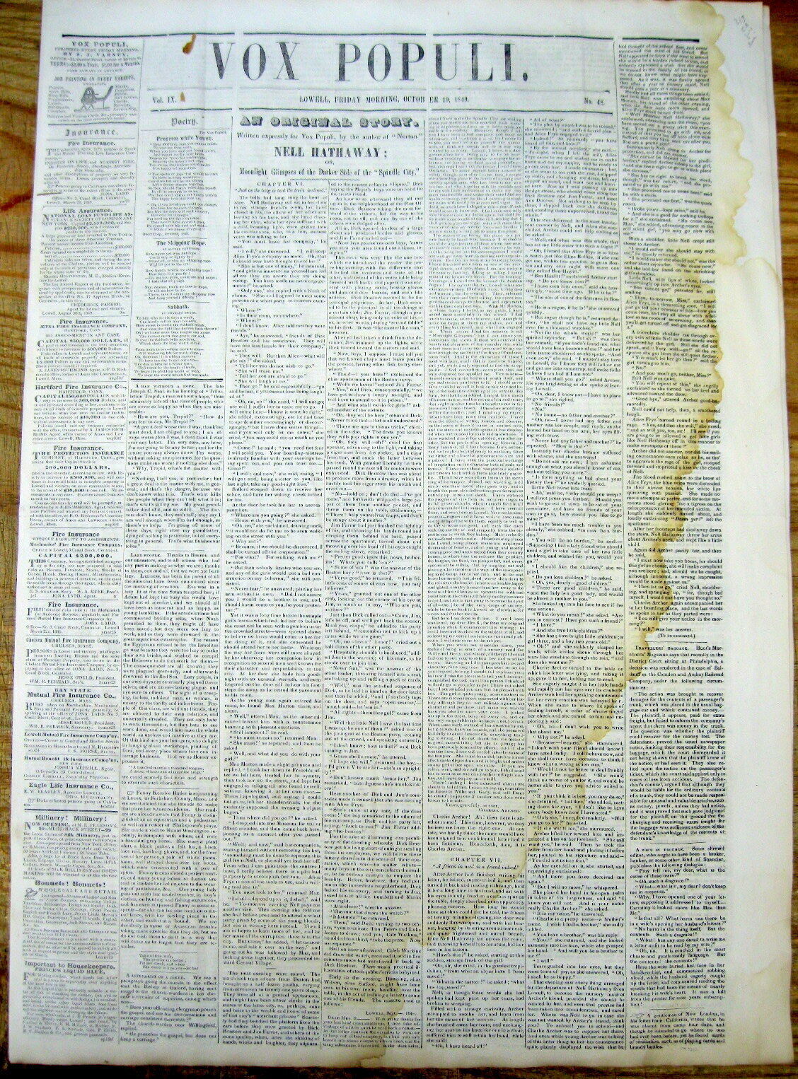 1849 newspaper wth Long letter Early EYEWITNESS ACCOUNT The CALIFORNIA GOLD RUSH