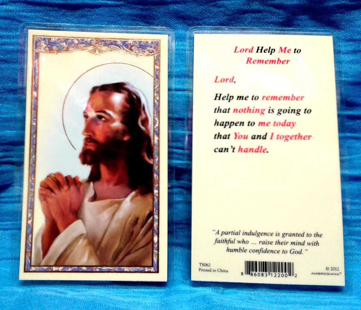 Head of Jesus Christ Lord Help Me to Remember LAMINATED Holy Card Catholic