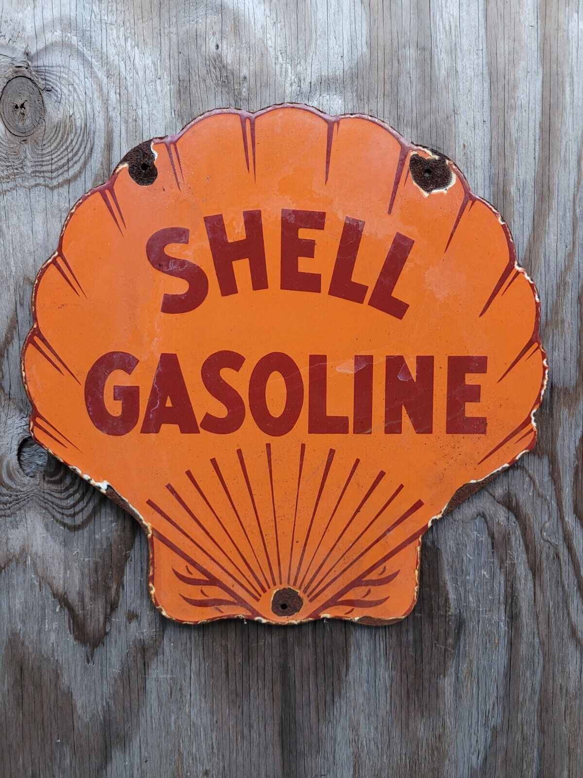 VINTAGE SHELL PORCELAIN SIGN GAS STATION ADVERTISING OIL LUBE SERVICE GARAGE 18\