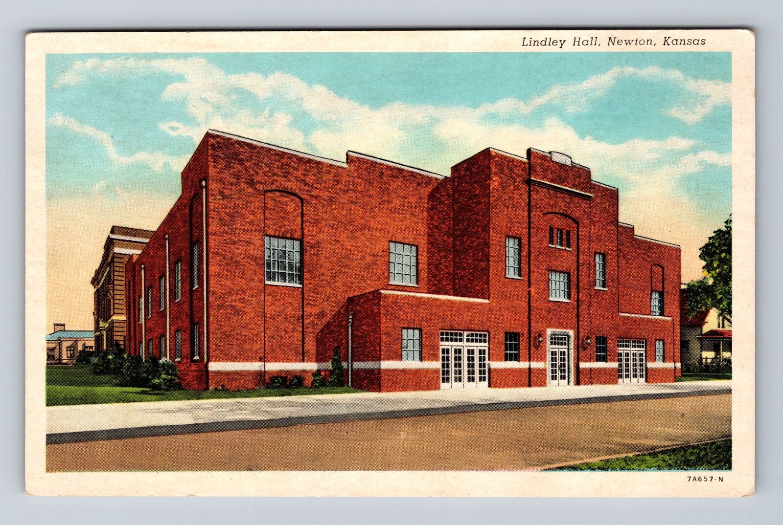 Newton KS-Kansas, Lindley Hall, Antique, Vintage Postcard