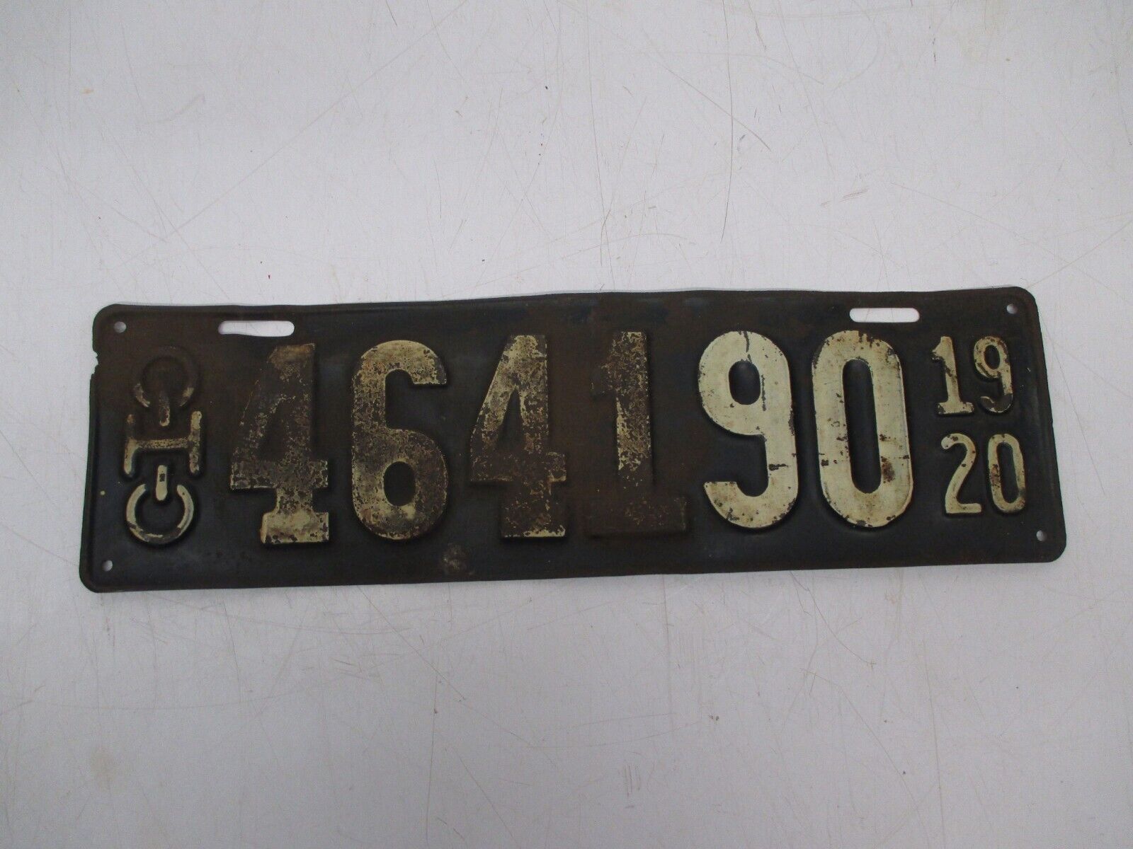 1 Vtg Antique 1920 Ohio License Plate #464190 Metal 15.75\