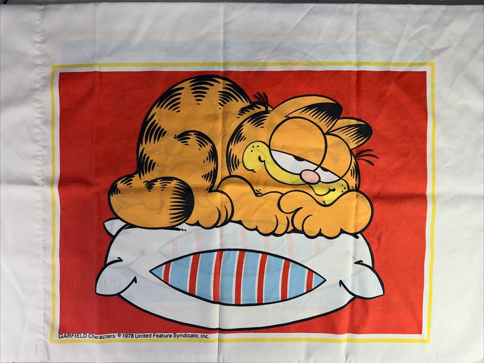 Vintage 1978 Garfield Pillow Case 20”x30” Jim Davis