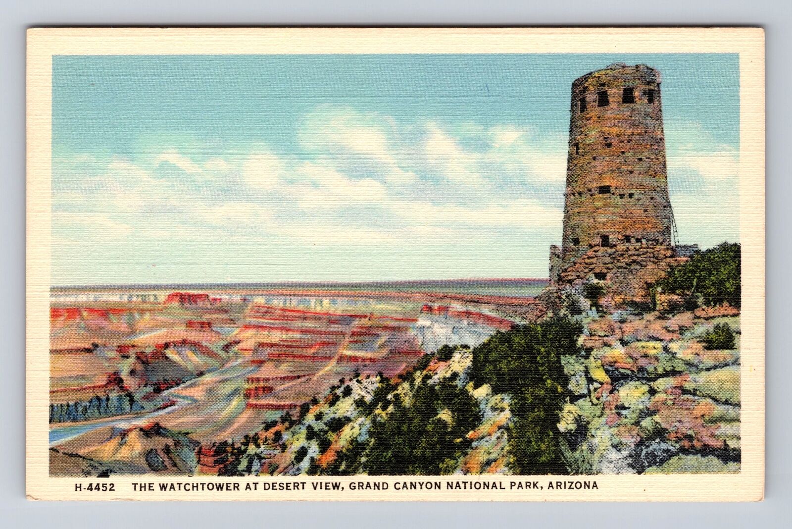 Grand Canyon National Park, Watchtower, Series #H-4452 Souvenir Vintage Postcard