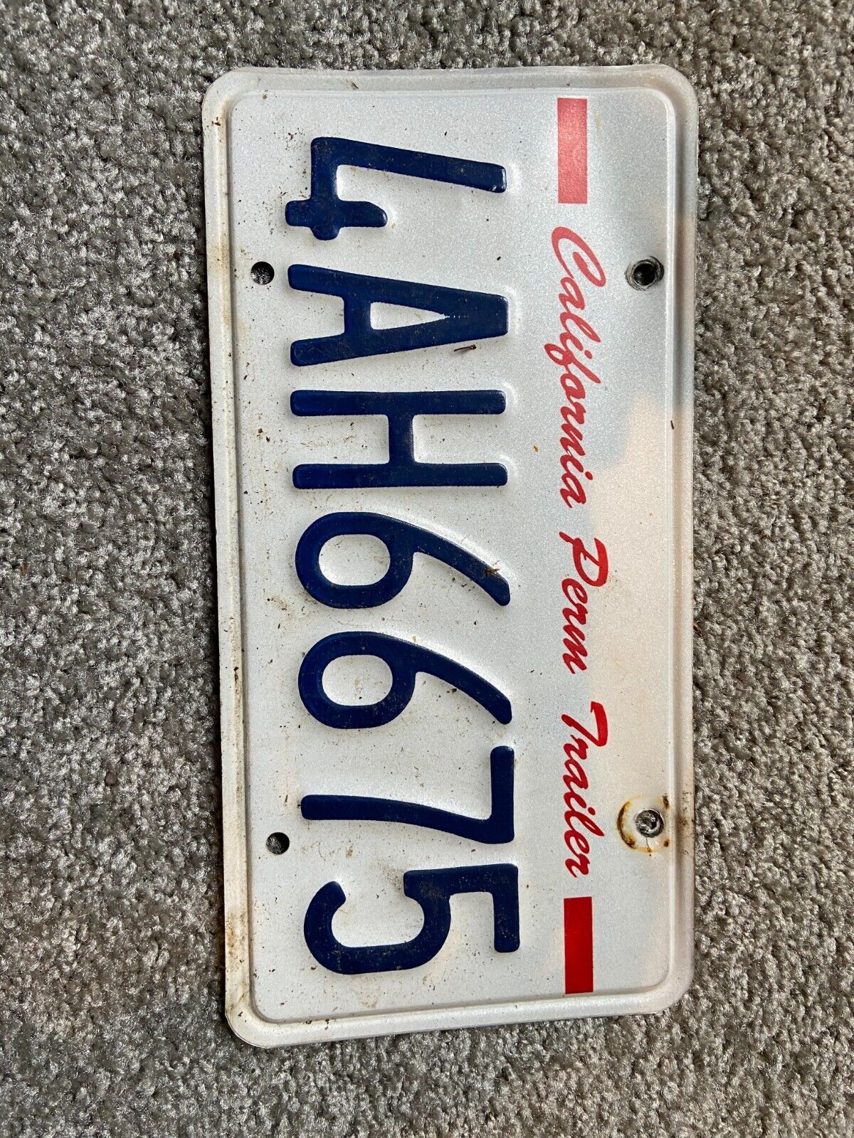 Vintage License Plate California 4AH6675 perm trailer expired