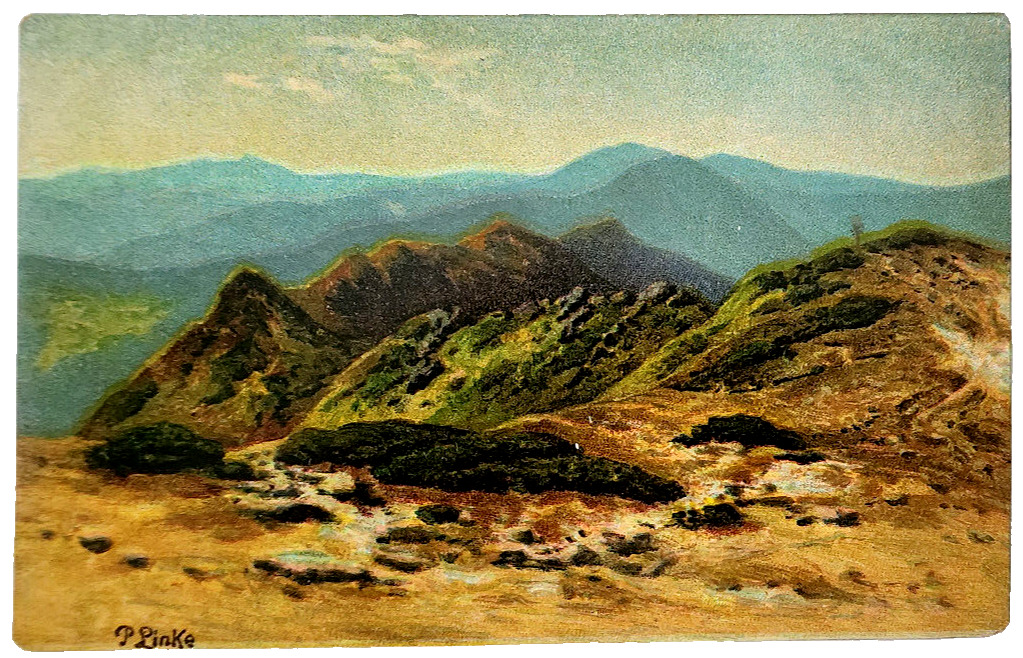 Painting Of A Beautiful Mountain Ranges In France By P. Linke Postcard