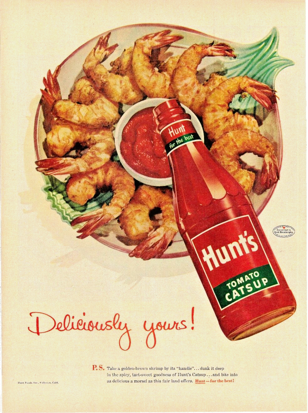 1955 Hunt's Tomato Catsup Vintage Print Ad Ketchup Good Housekeeping
