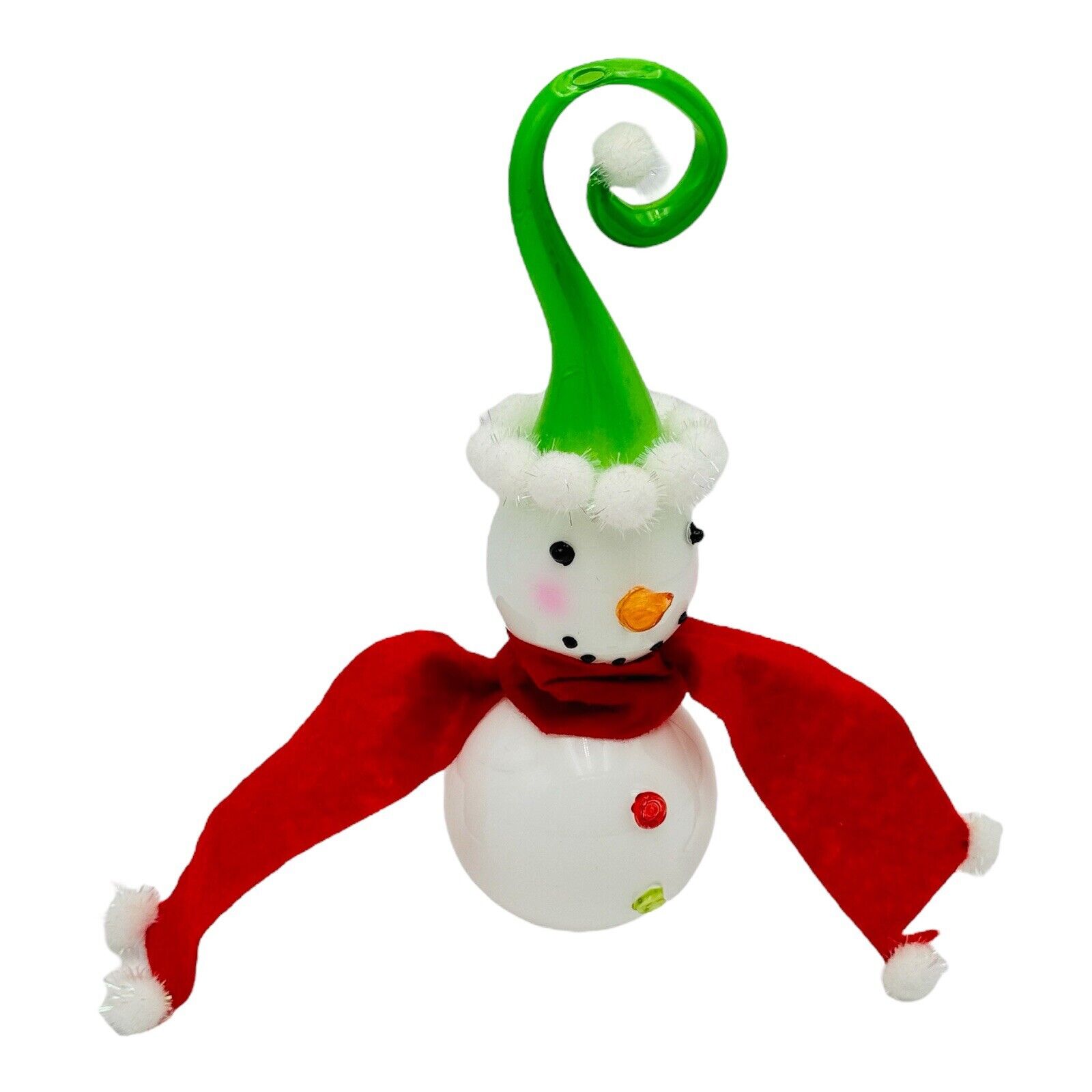 Italian Blown Glass Snowman Christmas Ornament 9\