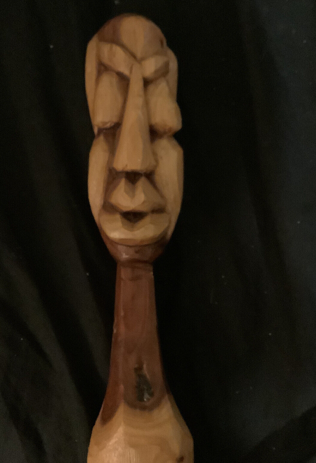 VTG Hand Carved Intricate Wood Bust Man Tribal Easter Island Type Sculpture