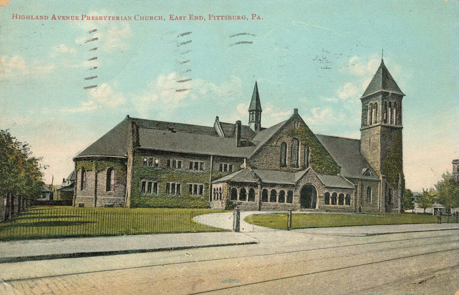 EAST END, PITTSBURG,PA Highland Ave PRESBYTERIAN CHURCH 1908 Antique POSTCARD