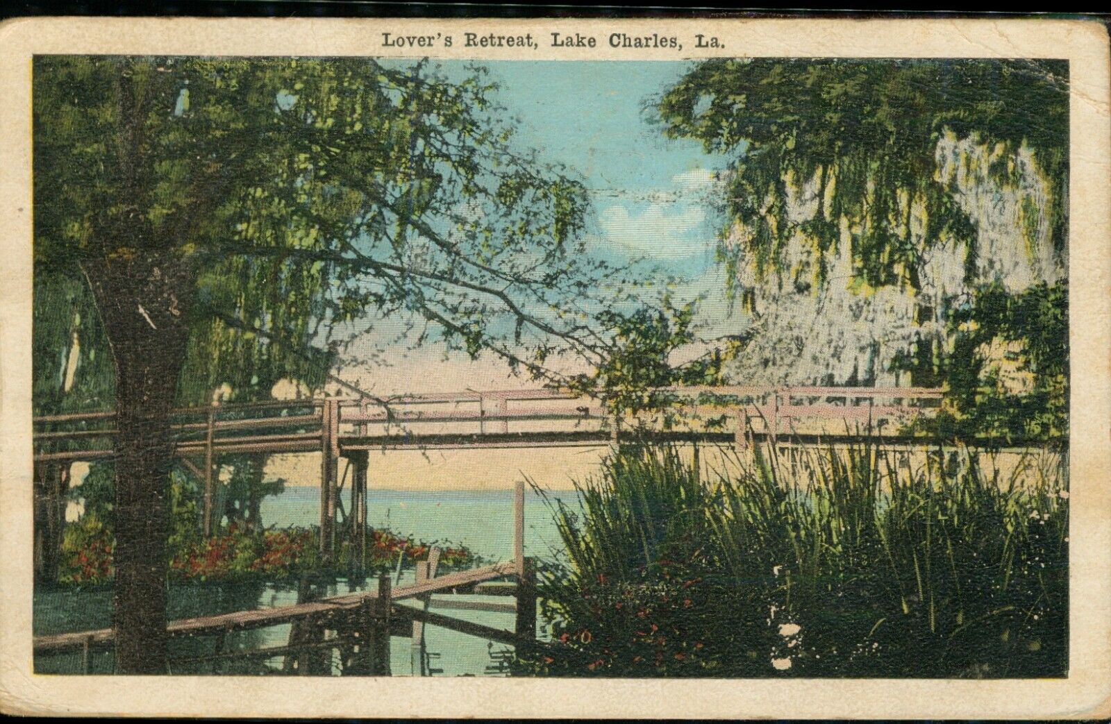 Lover's Retreat Lake Charles Louisiana LA Postcard 1918