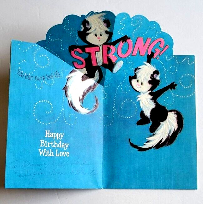 Vintage Pop Up Skunks Humerous Birthday Card