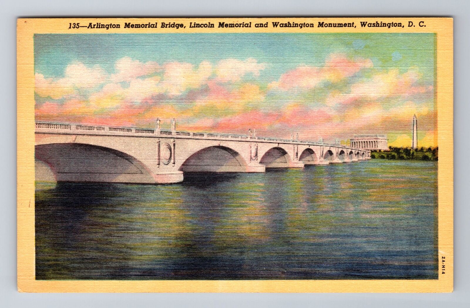Washington DC, Arlington Memorial Bridge, Antique Vintage Souvenir Postcard