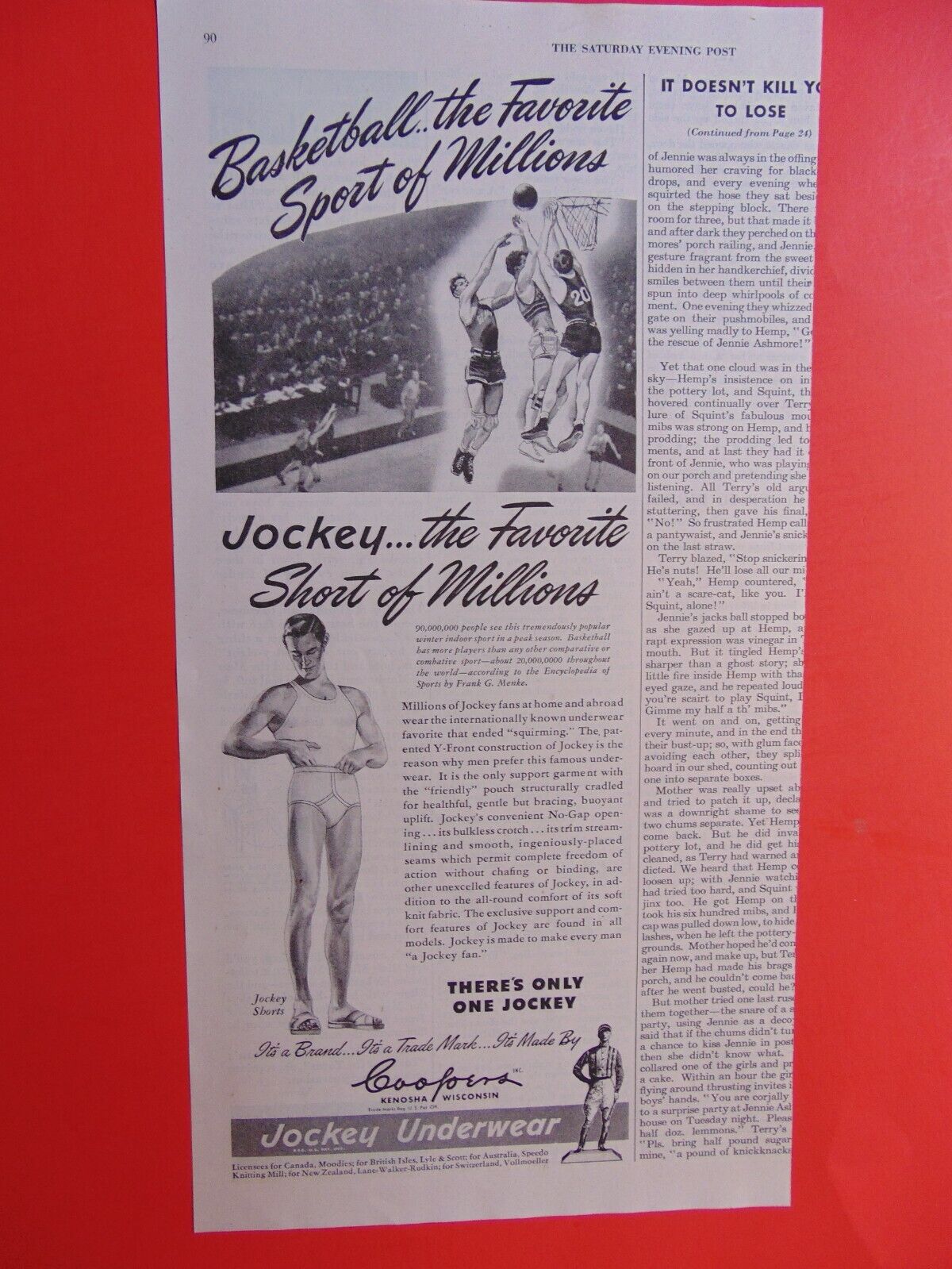 1946 JOCKEY Favorite Short of Millions photo art print ad