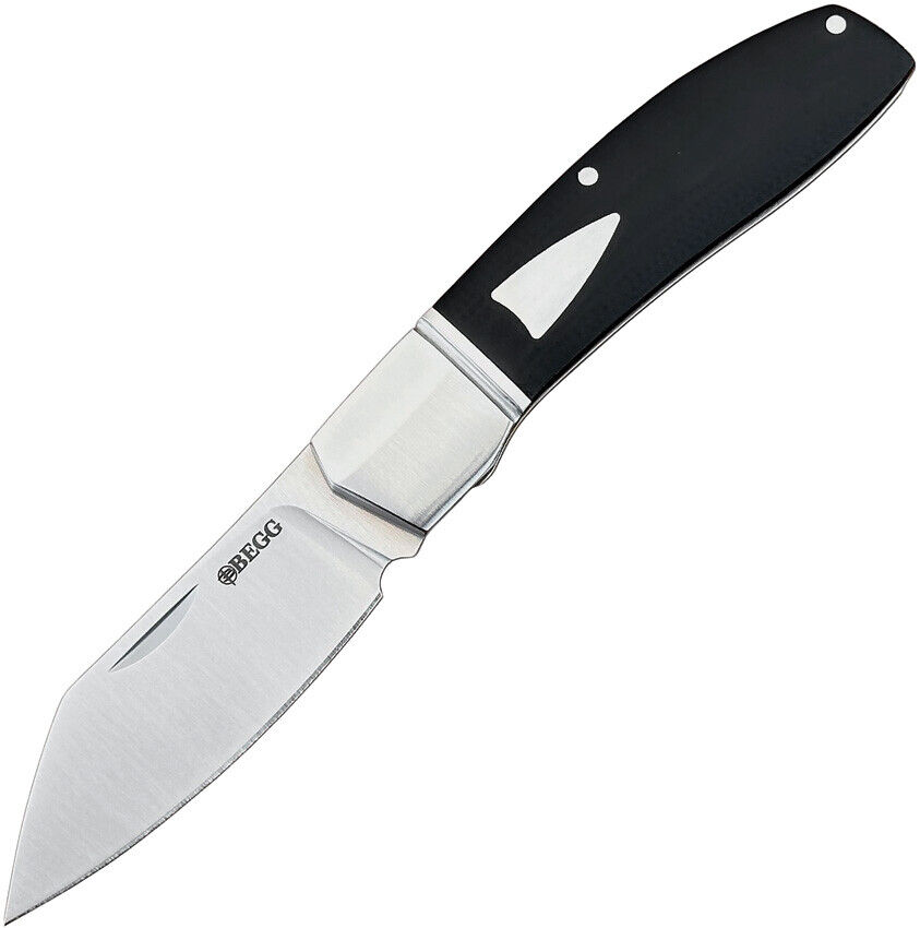 Begg Knives Sheepsfoot Slip Joint Black G10 Folding 14C28N Pocket Knife 035