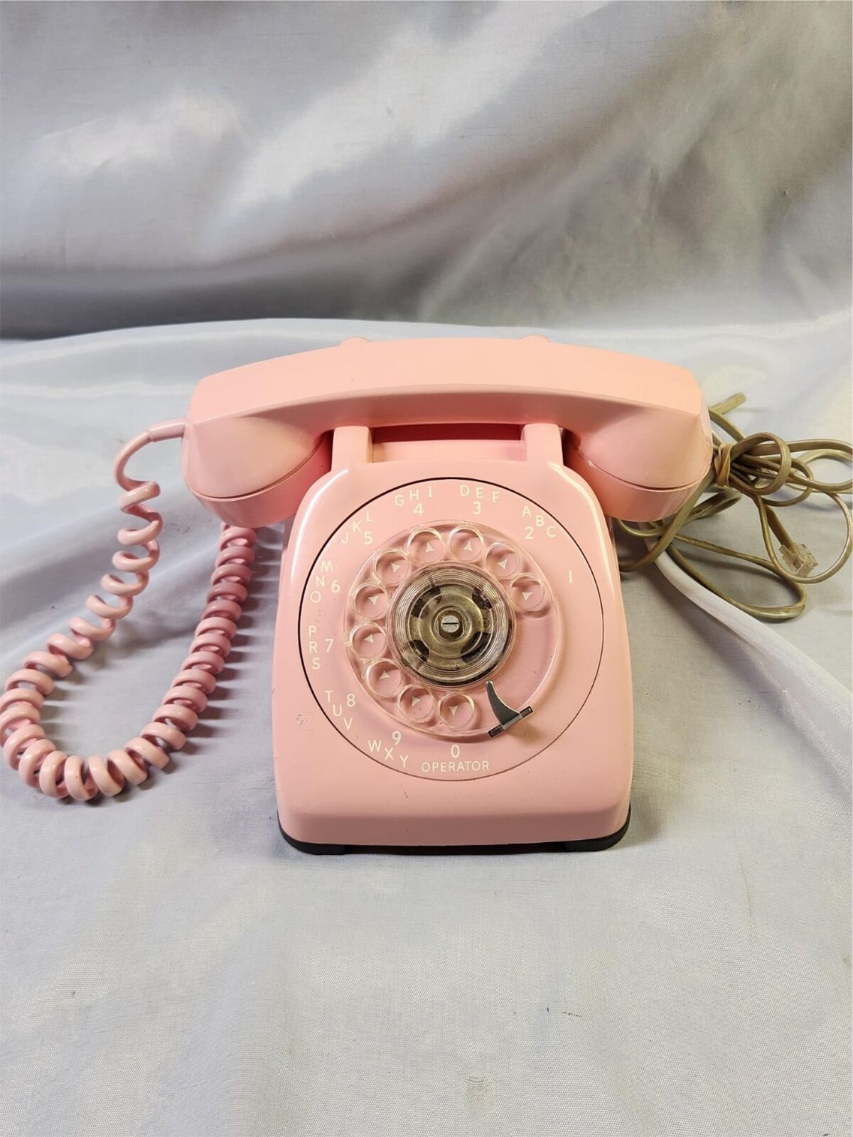 VINTAGE AUTOMATIC ELECTRIC PINK ROTARY MODULAR DESK PHONE ~ BEAUTIFUL 