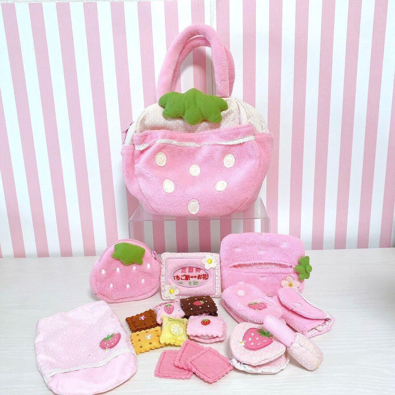 Mother Garden Cutie Strawberry Small Items Outing Set Pink Bag Case Snack Money