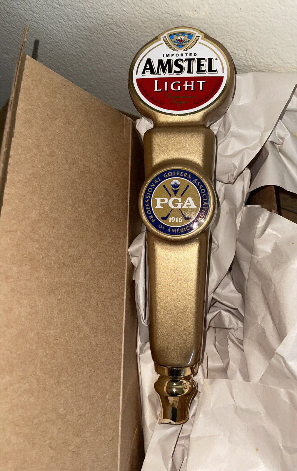 Amstel Light PGA Tour Ceramic Logo Beer Tap Handle 11” Tall - Brand New In Box