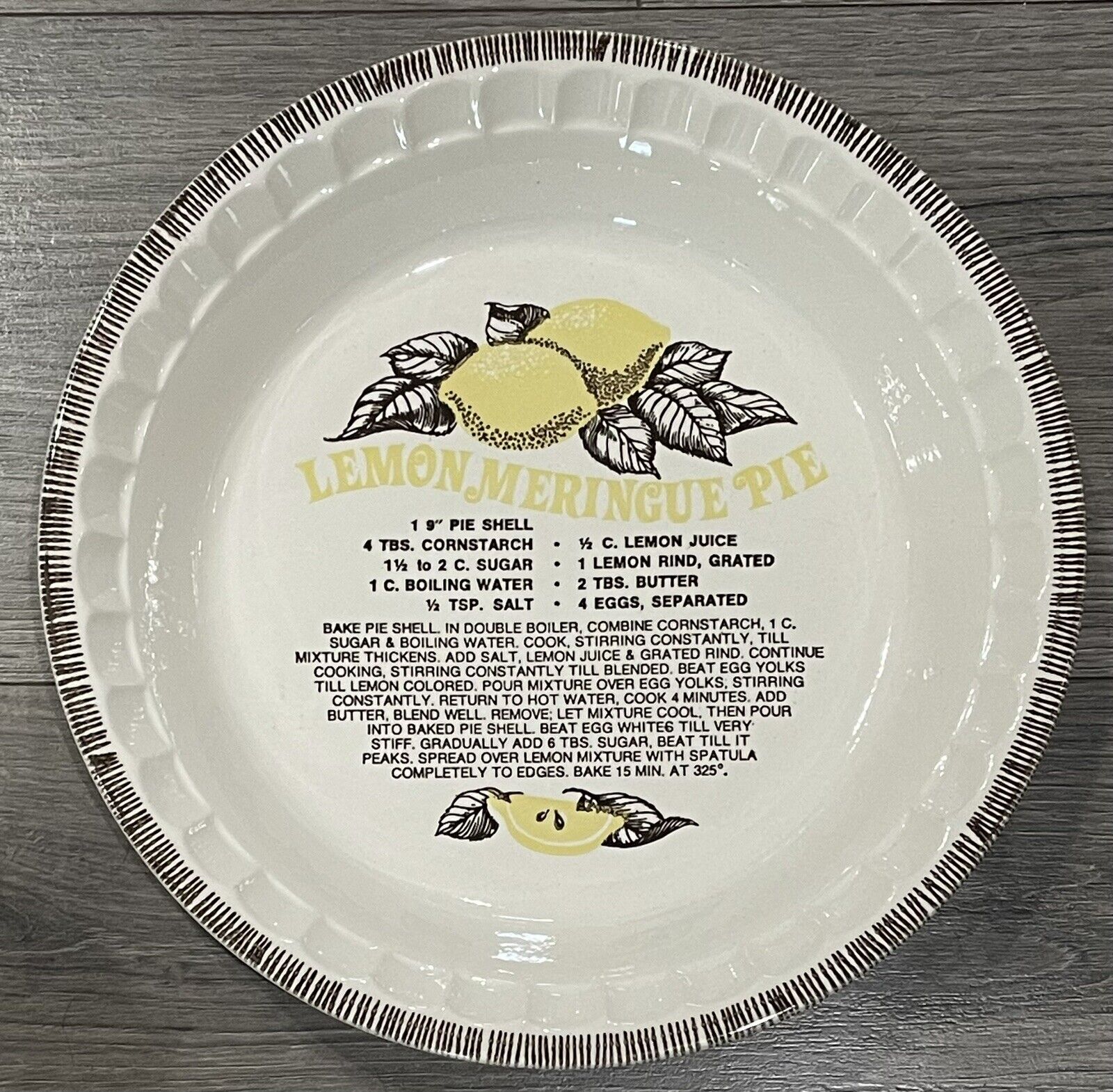 Vintage Style Lemon Meringue Pie Plate by Royal China Corp Vintage Kitchen