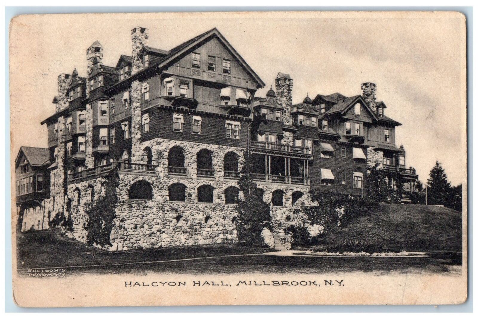 c1905 View Of Halcyon Hall Mansion Millbrook New York NY Antique Postcard