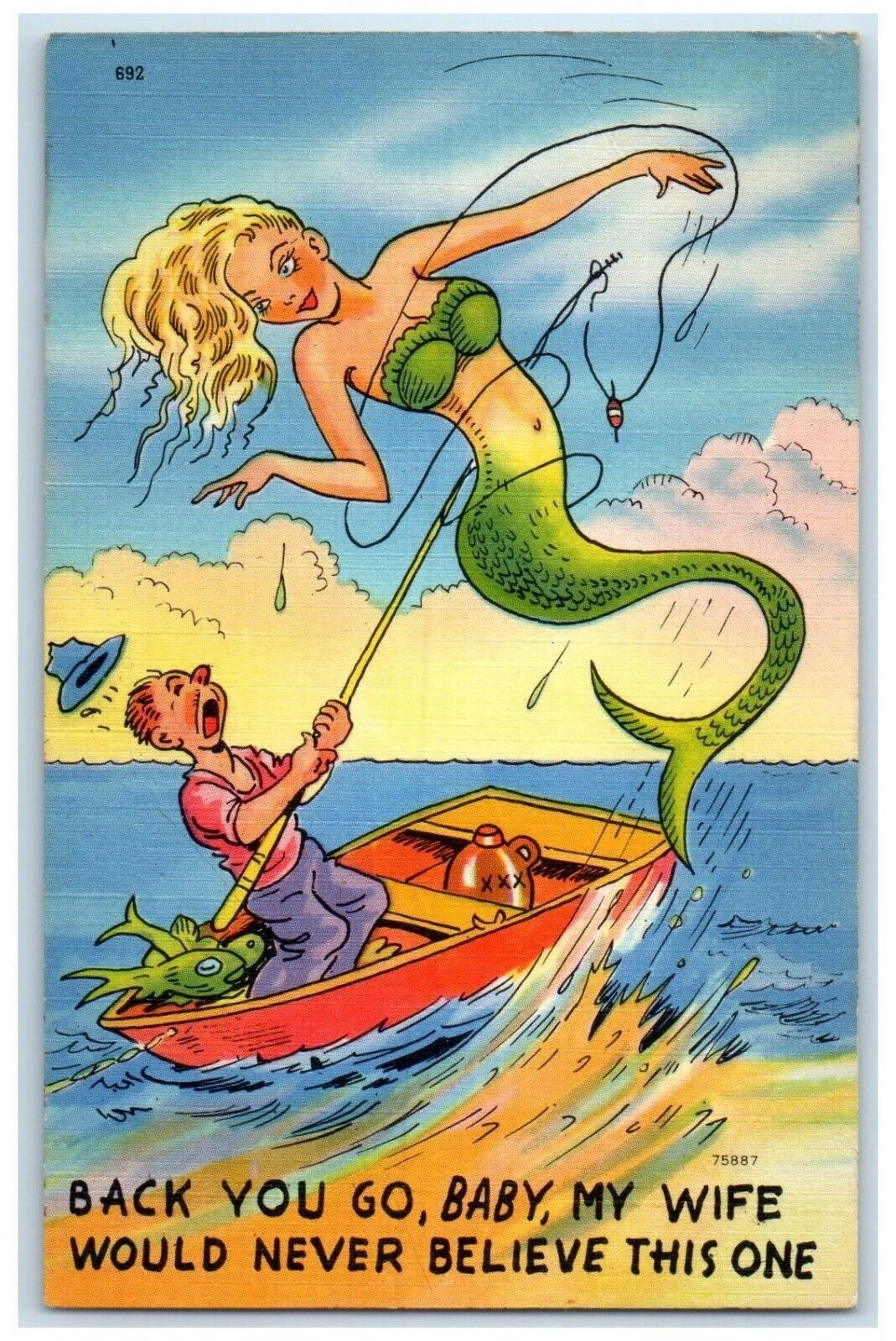 c1930\'s Fishermen Cached Mermaid My Wife Would Never Believe This One Postcard