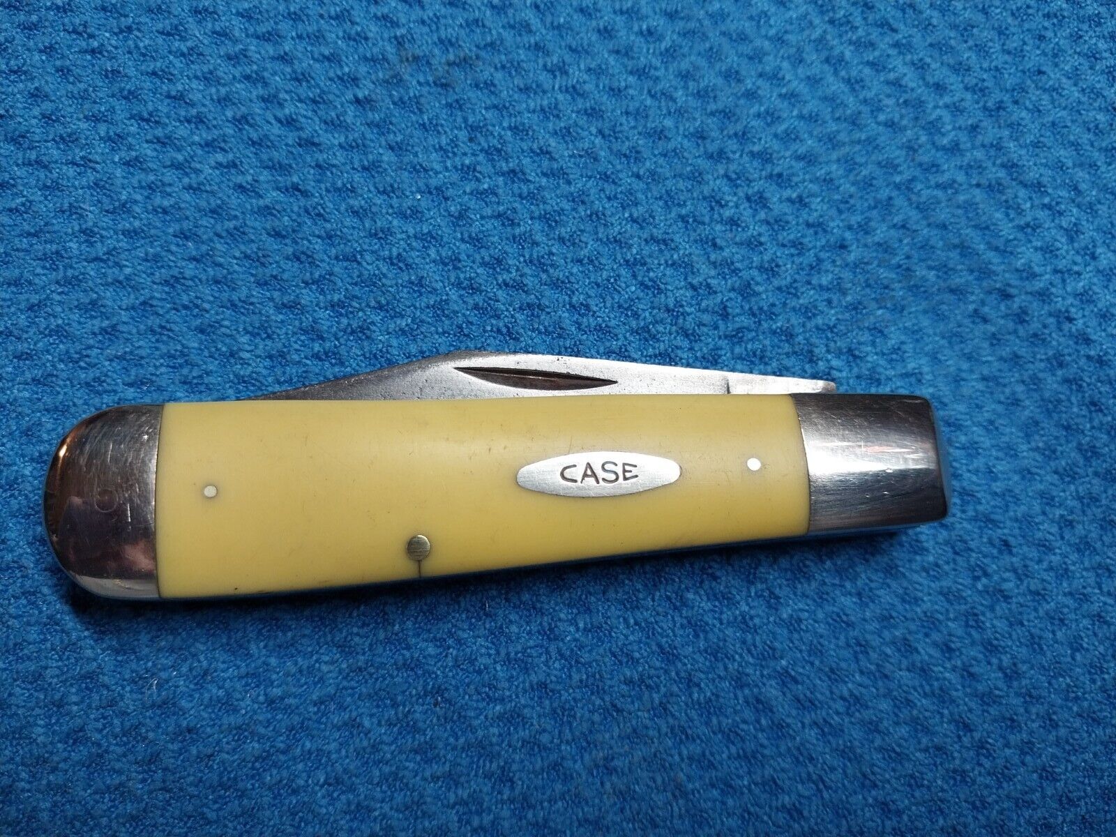 💯Vintage Casexx 1976 3299 1/2 Yellow Rail Splitter Pocket Knife Used But Nice