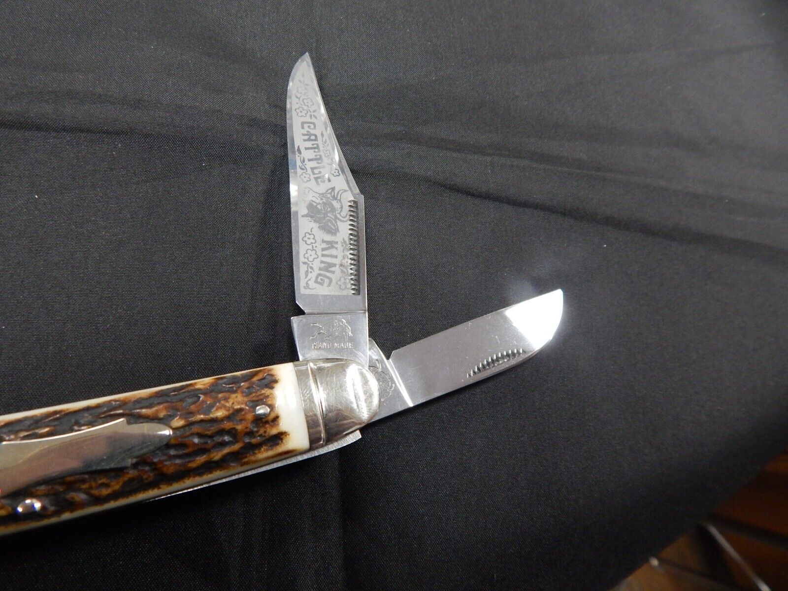 BULLDOG BRAND CATTLE KING STAG KNIFE 3 BLADE VINTAGE GERMAN Stainless
