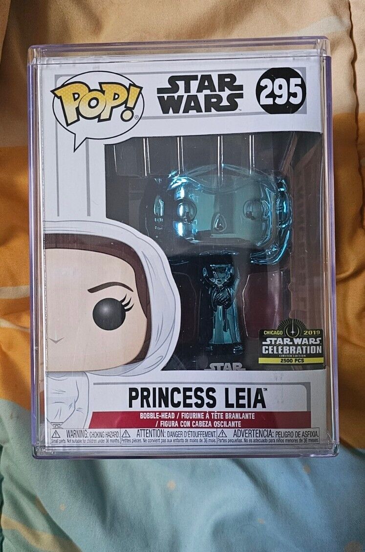 Funko Pop Princess Leia #295 Blue Chrome 2019 Star Wars Celebration Limited 2500