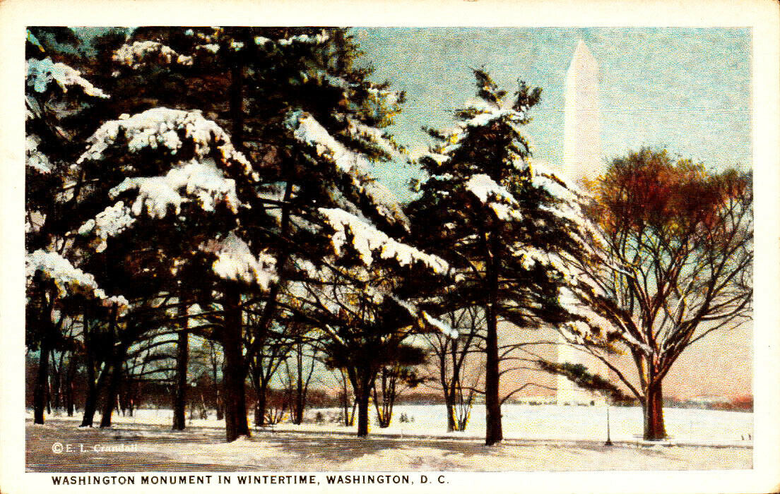 Washington Monument in Wintertime, Washington D.C. - Unposted Postcard