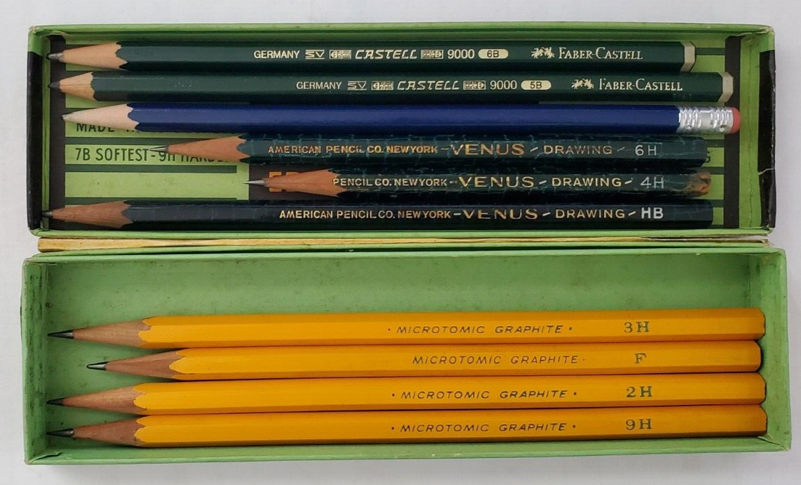 10 Vintage Venus Microtomic Van Dyke Graphite Faber Castell Eagle Pencils USA