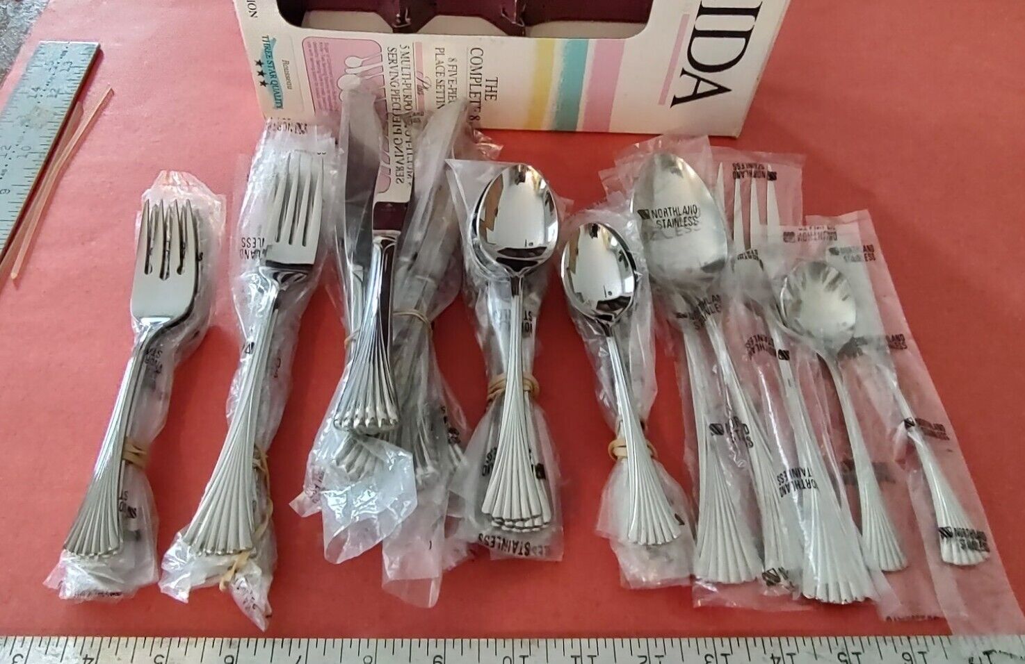 45pc Northland MELBOURNE Oneida ROUSSEAU Stainless 8 Place Settings & Serving OB